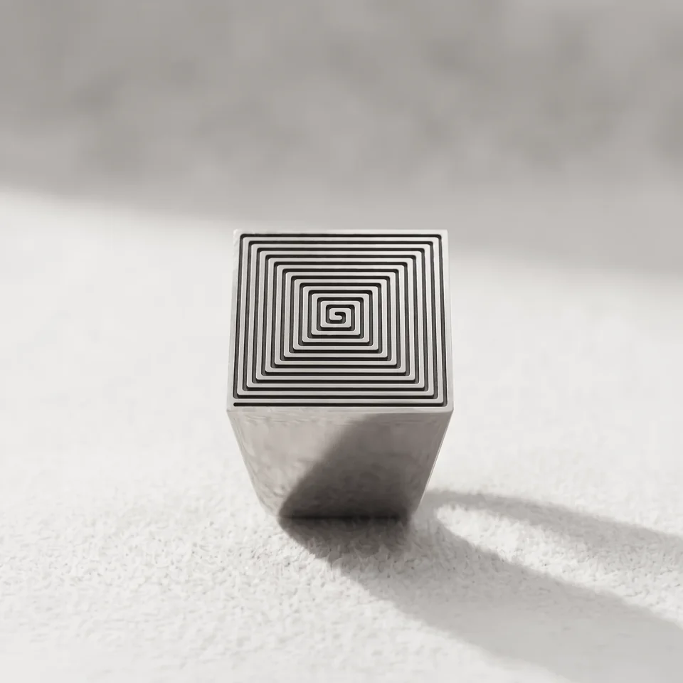 Signet 01: metal seal with a square spiral face